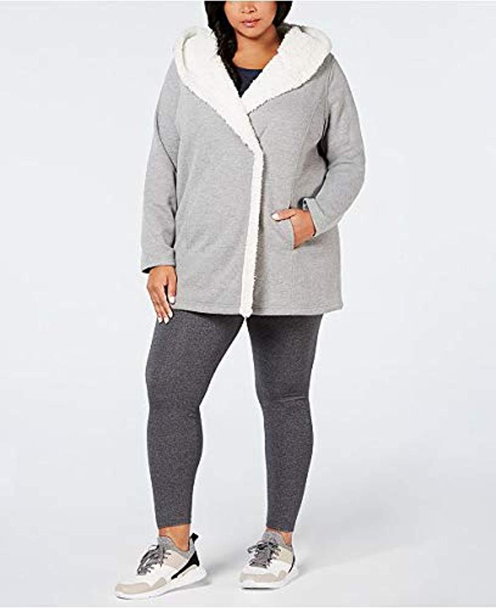 Ideology Womens Plus Size Fleece Lined Hooded Jacket