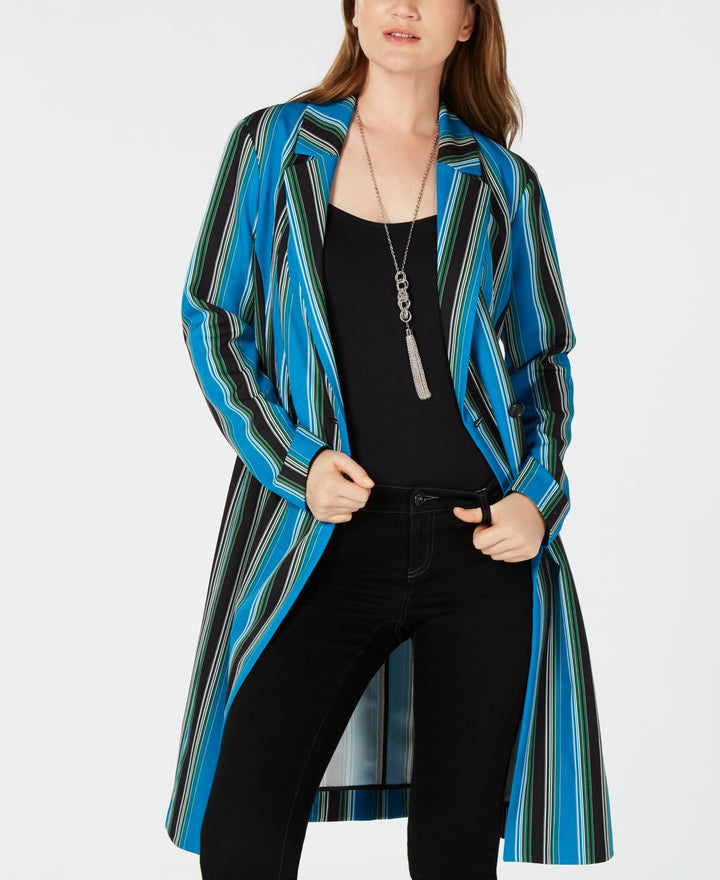 INC International Concepts Womens Striped Long Belted Jacket