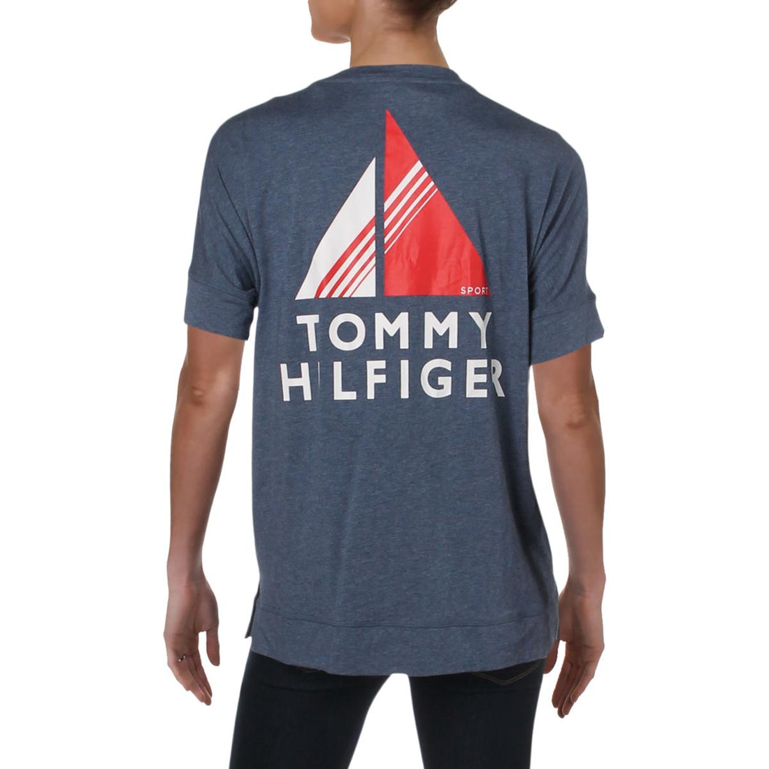 Tommy Hilfiger Womens V Neck Logo T-Shirt