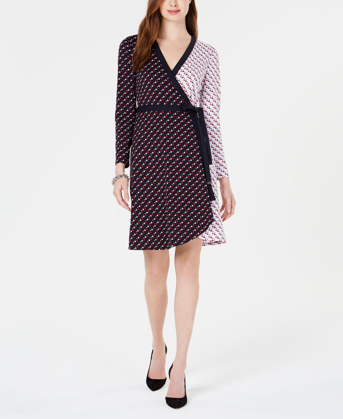 Tommy Hilfiger Womens Star Print Wrap Dress