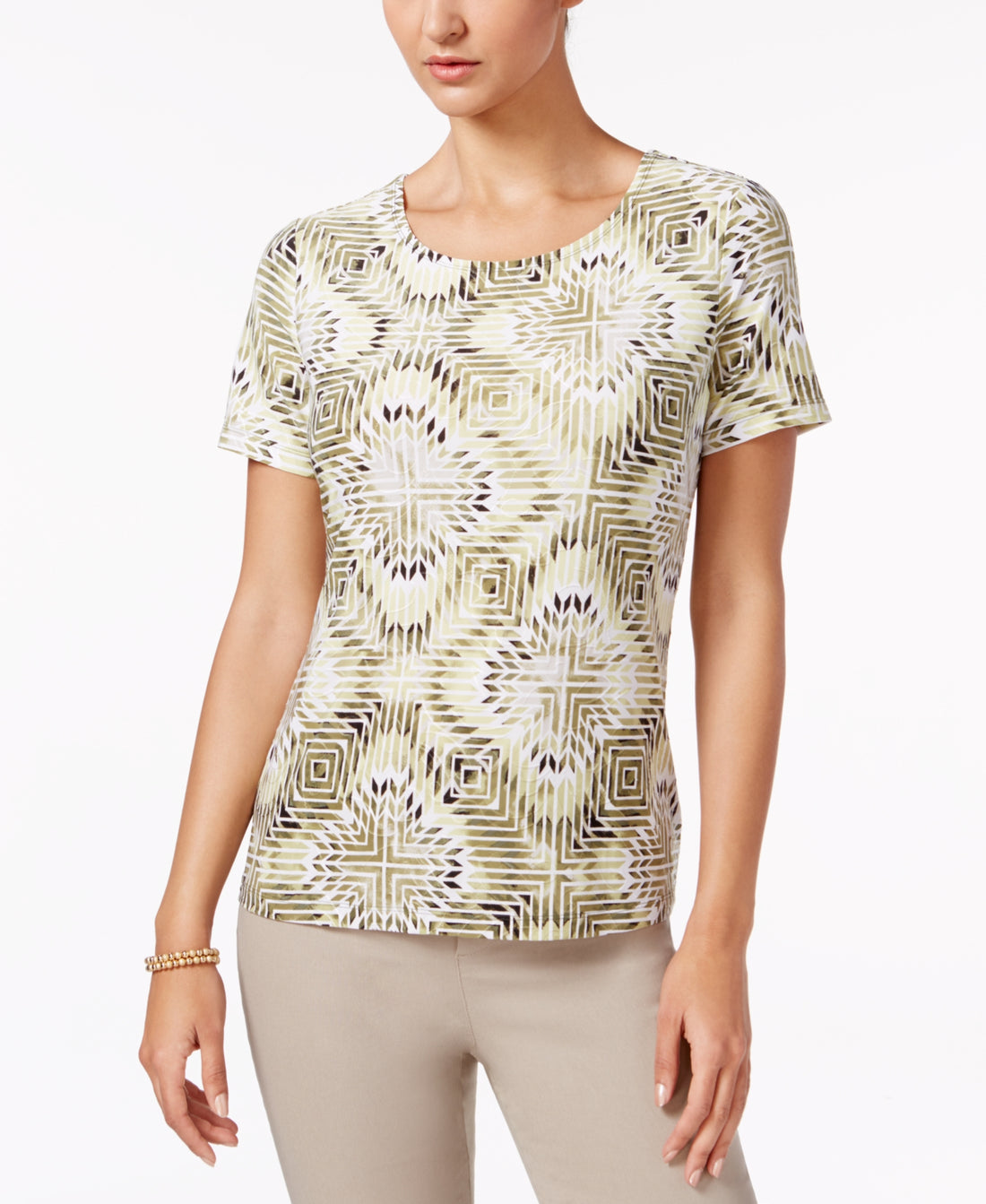 Jm Collection Womens Printed Jacquard Top