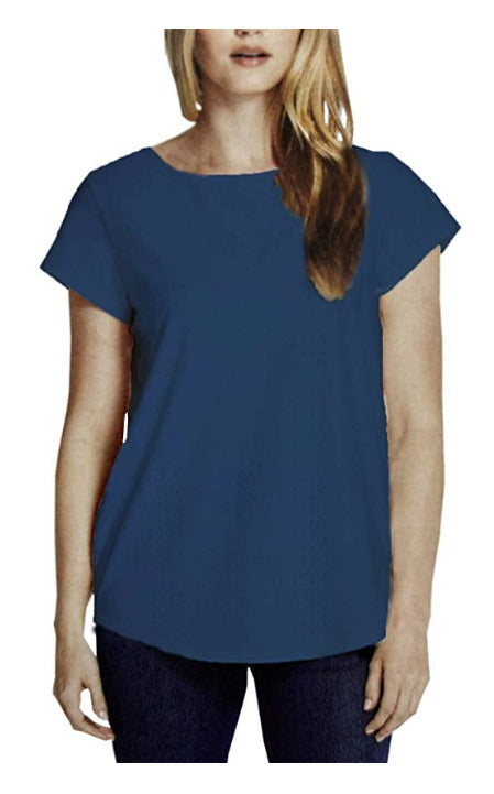 Weatherproof Womens Textured Stretch Short Sleeve Keyhole Top