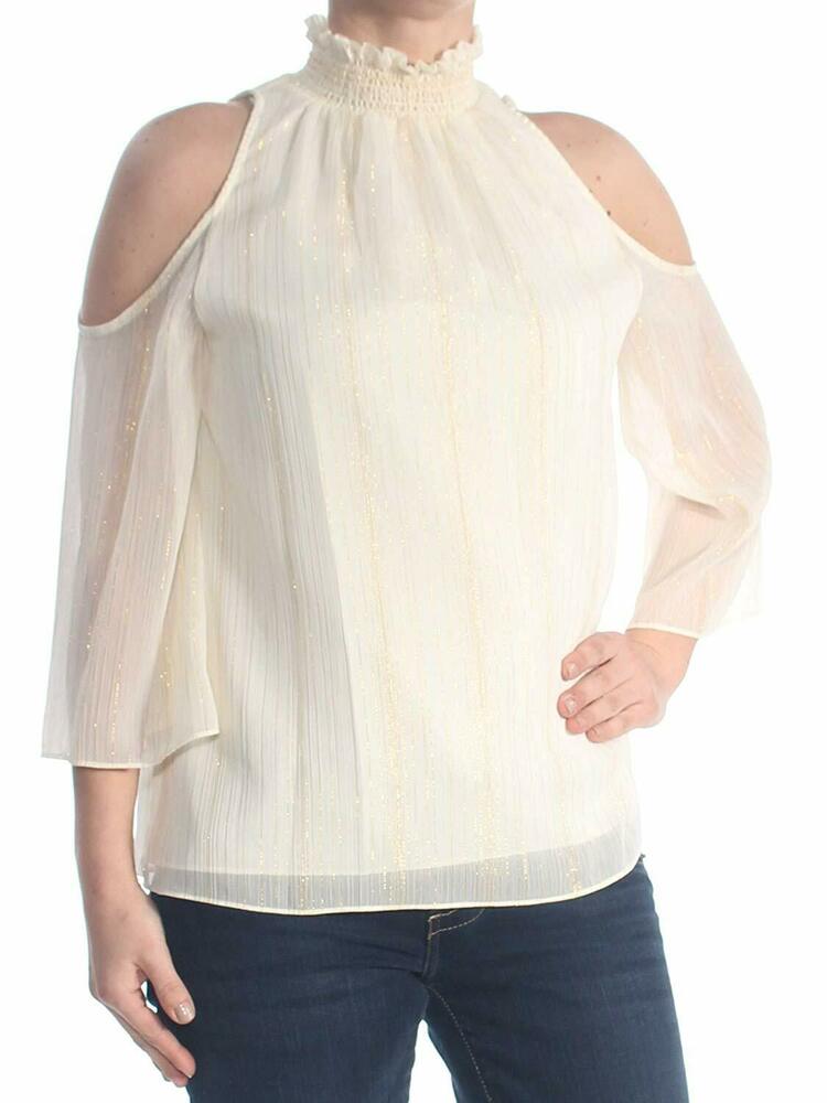 RACHEL ZOE Womens Cold Shoulder Glitter Turtle Neck Top