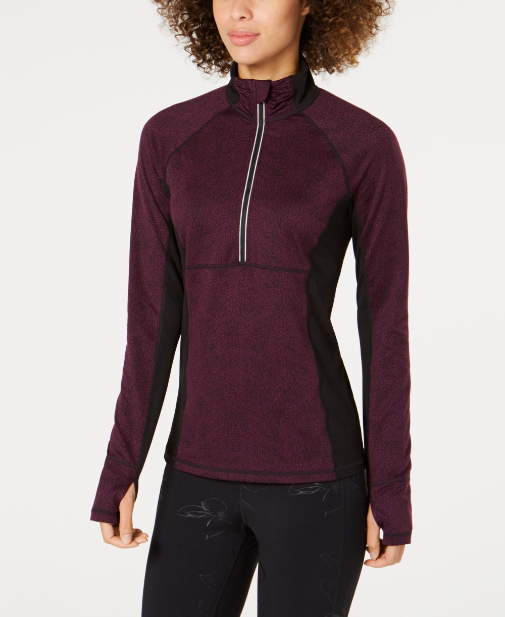 Ideology Womens Colorblocked Half Zip Top