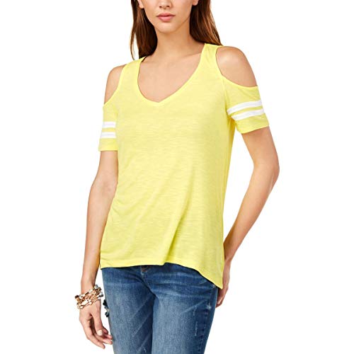 INC International Concepts Womens Cold Shoulder Varsity Top