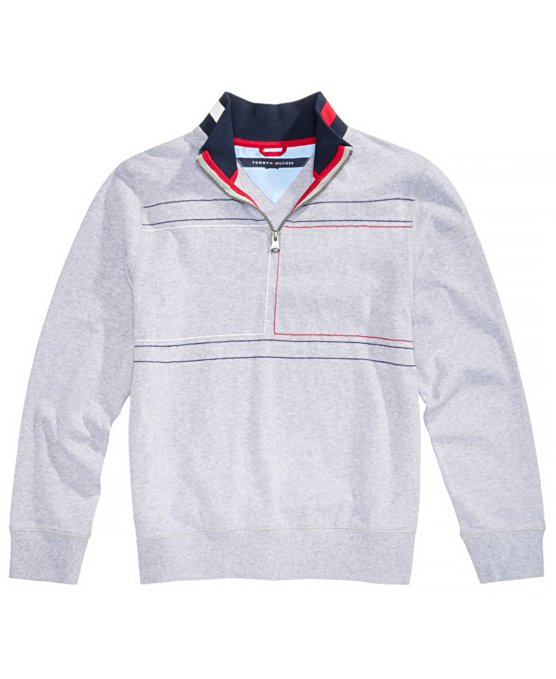 Tommy Hilfiger Big Kid Boys Embroidered Quarter Zip Cotton Hoodie