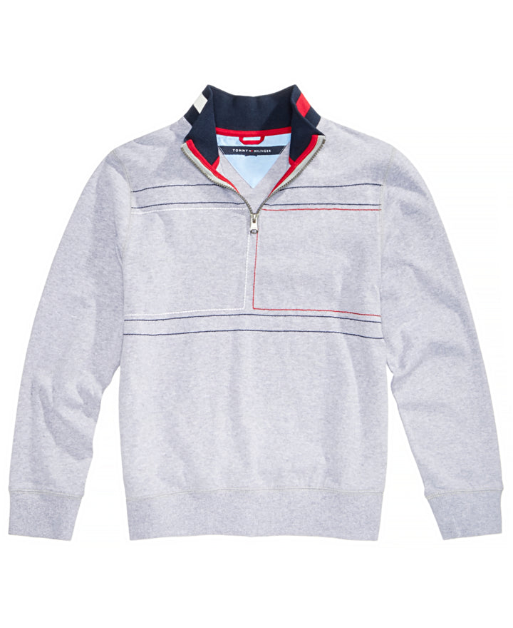 Tommy Hilfiger Big Kid Boys Embroidered Quarter Zip Cotton Hoodie