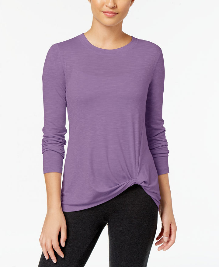 Ideology Womens Knotted Long-Sleeve Top