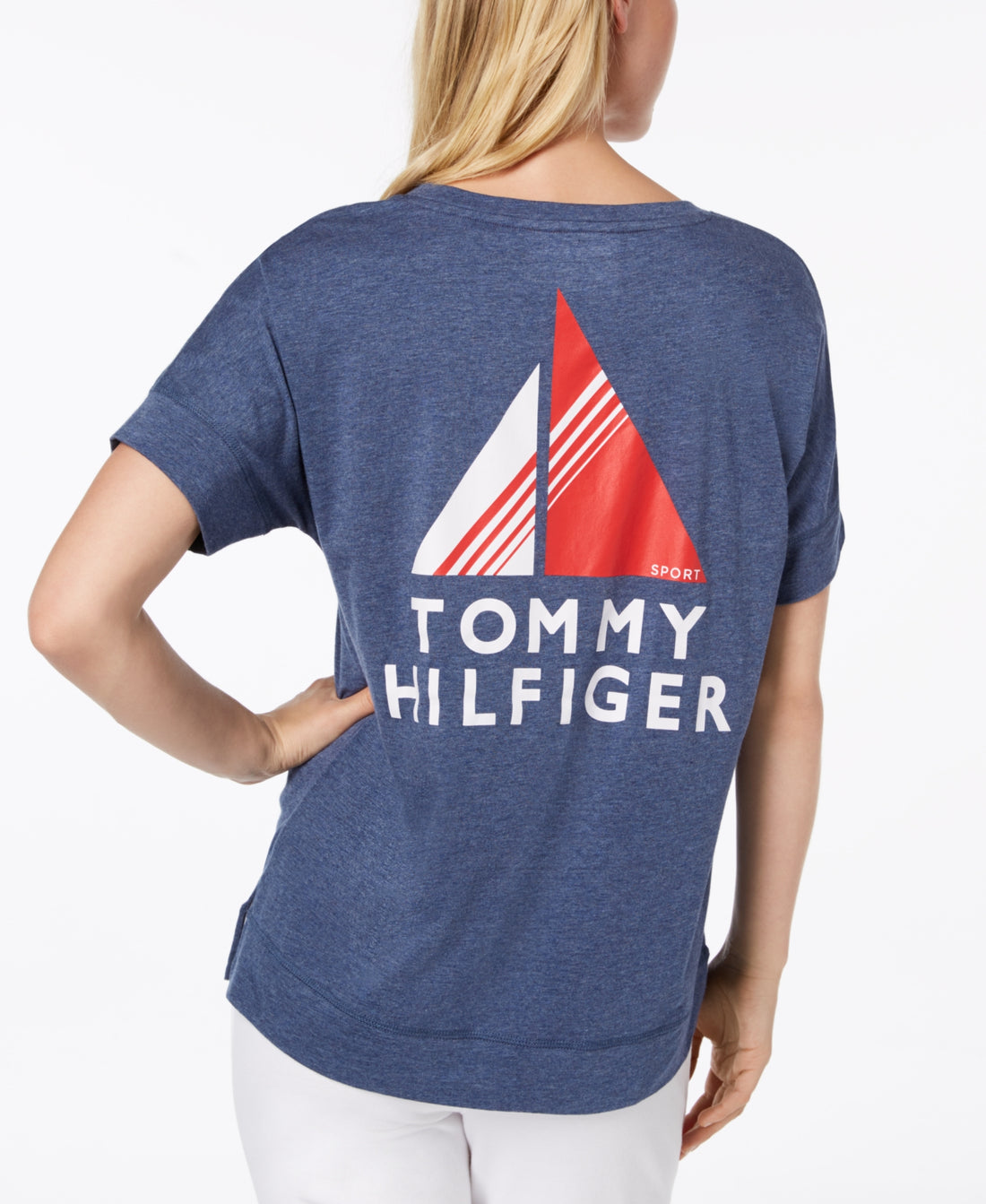 Tommy Hilfiger Womens V Neck Logo T-Shirt