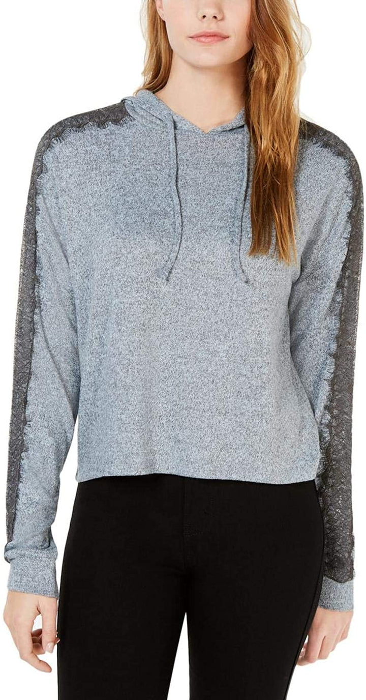 Ultra Flirt Juniors Lace Trimmed Marled Hoodie