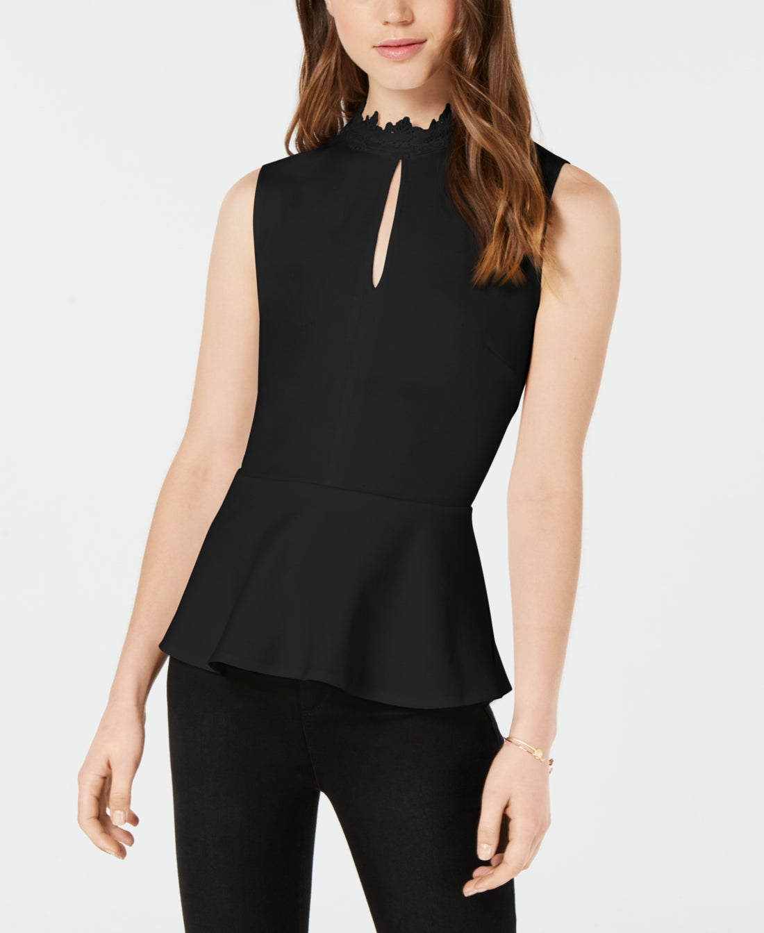 Xoxo Juniors Sleeveless Keyhole Peplum Top