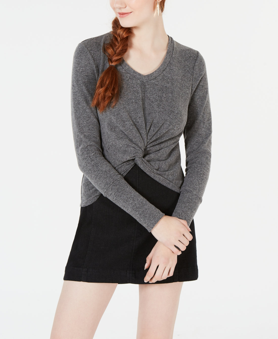 XOXO Juniors Twist Front Cropped Sweater