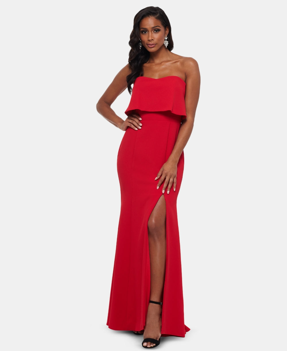 Xscape Womens Strapless Popover Evening Gown