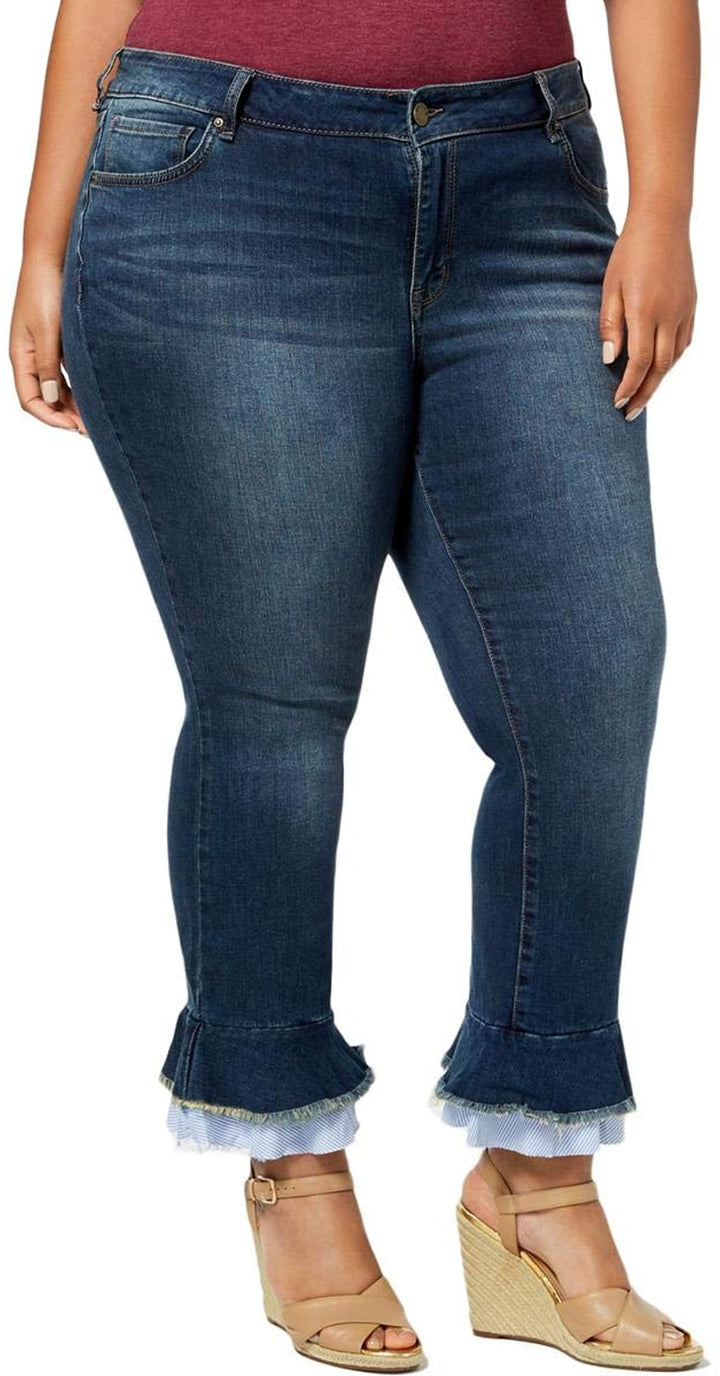 William Rast Womens Plus Size Skinny Flared Hem Ankle Jeans