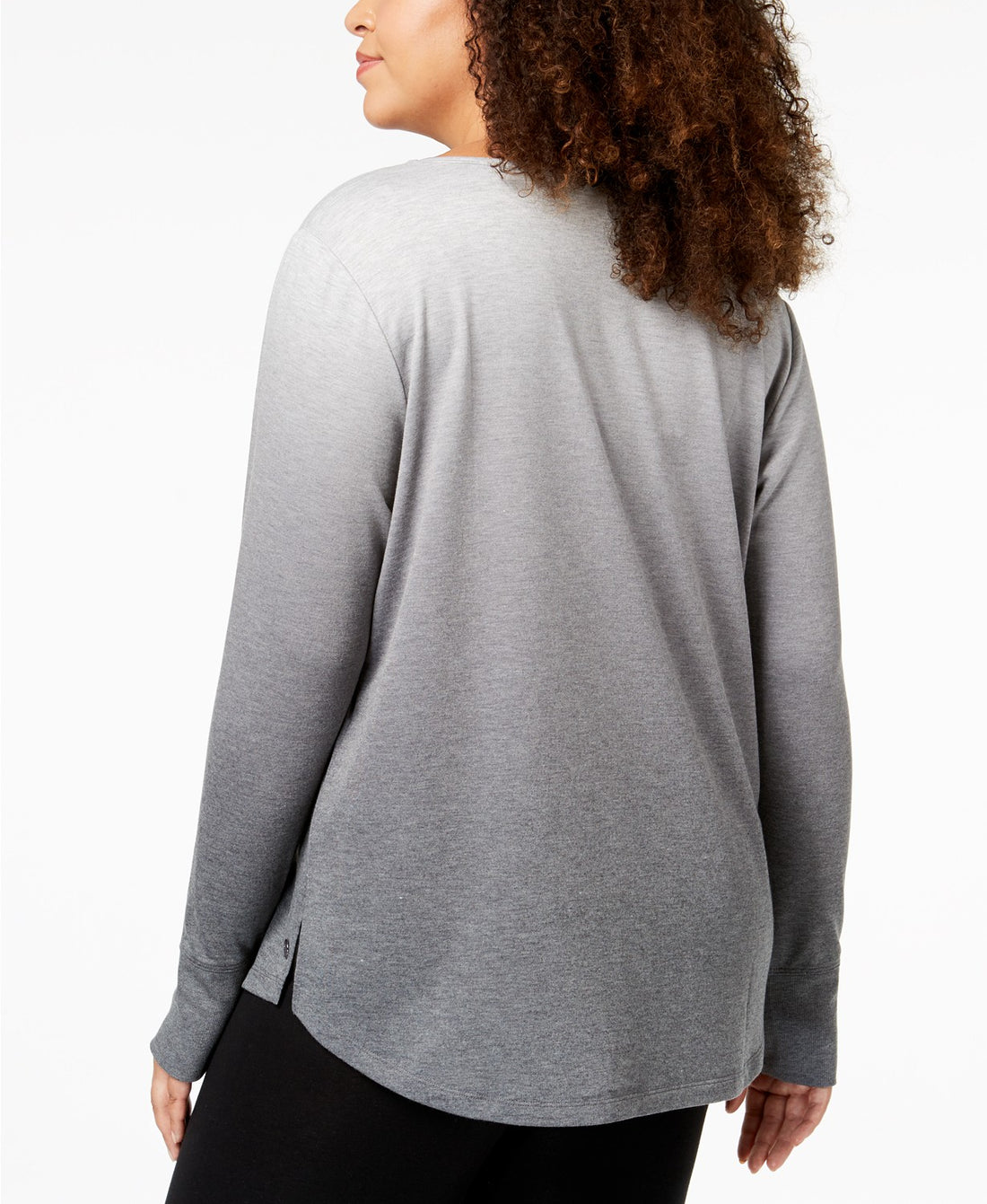 Ideology Womens Plus Size Dip-Dyed Long-Sleeve T-Shirt