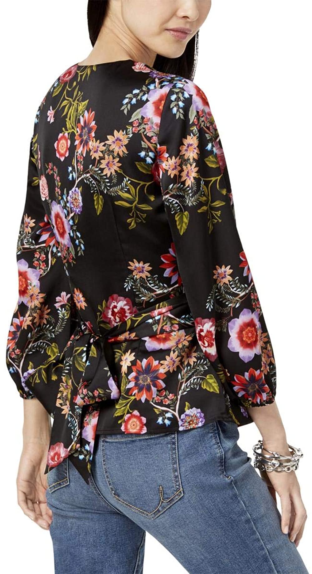 INC International Concepts Womens Floral Print Wrap Top