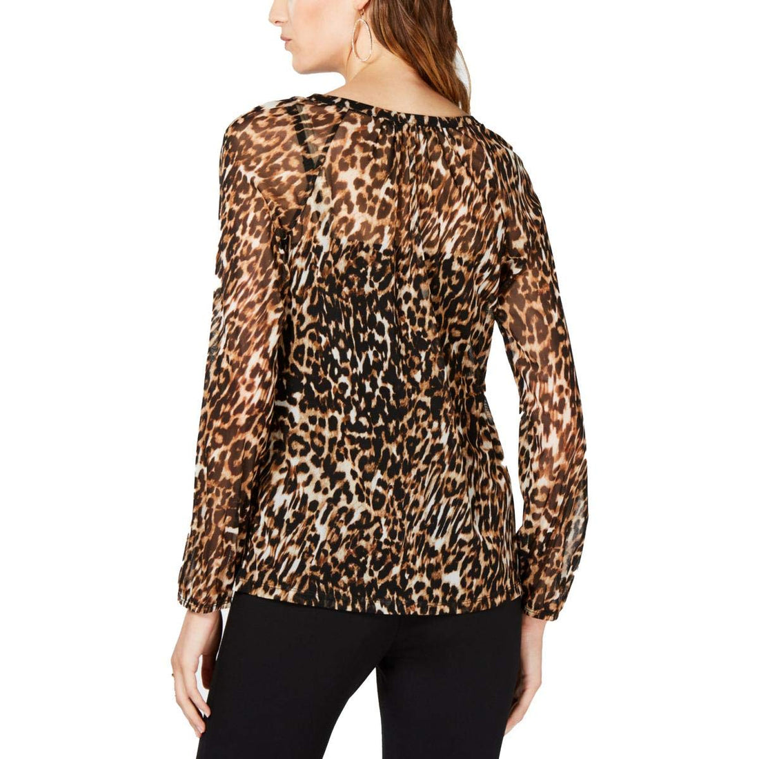 INC International Concepts Womens Animal Print Lace Up Top