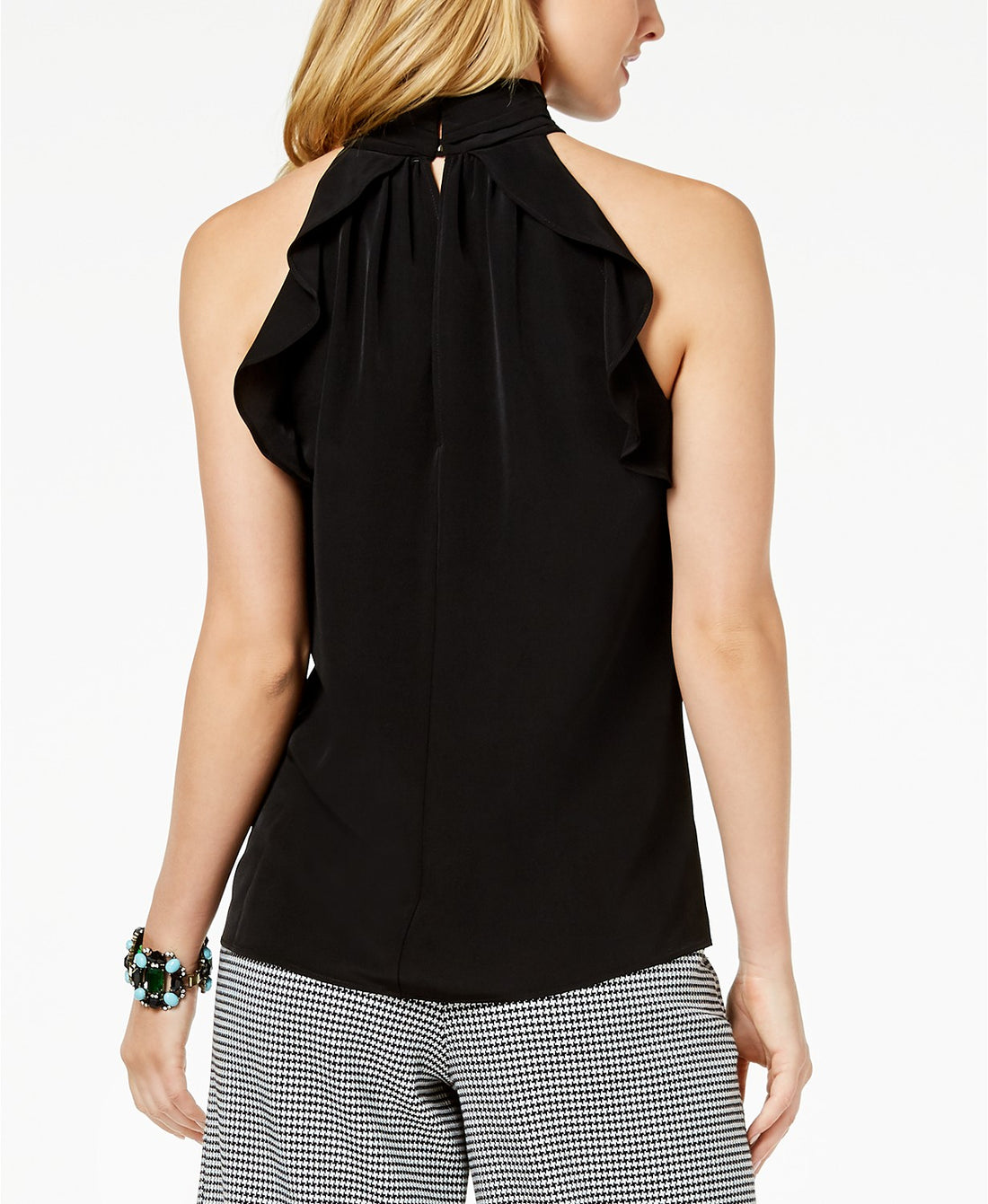 Rachel Zoe Womens Ruffled Mock Neck Sleeveless Top