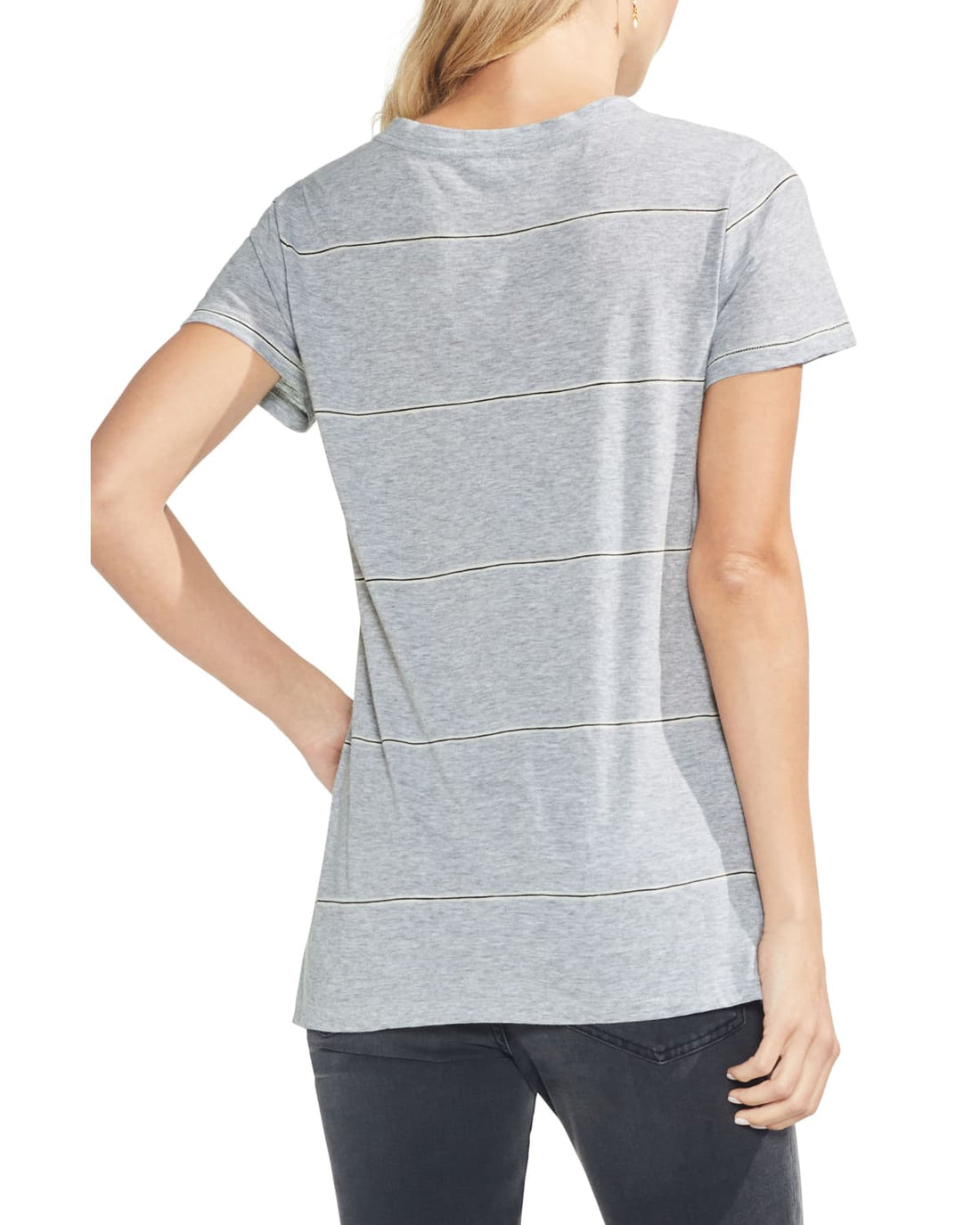 Vince Camuto Womens Striped Pocketed T-Shirt