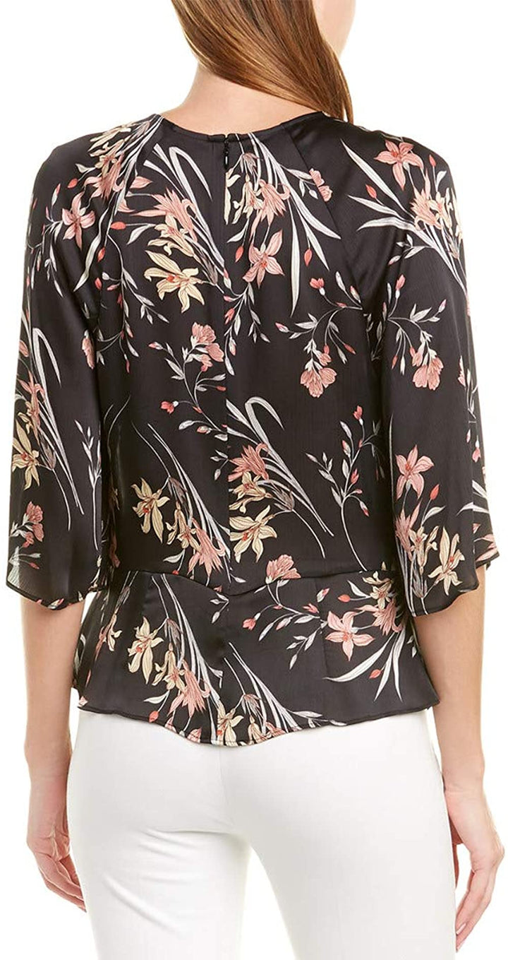 Vince Camuto Womens Tie Front Floral Top