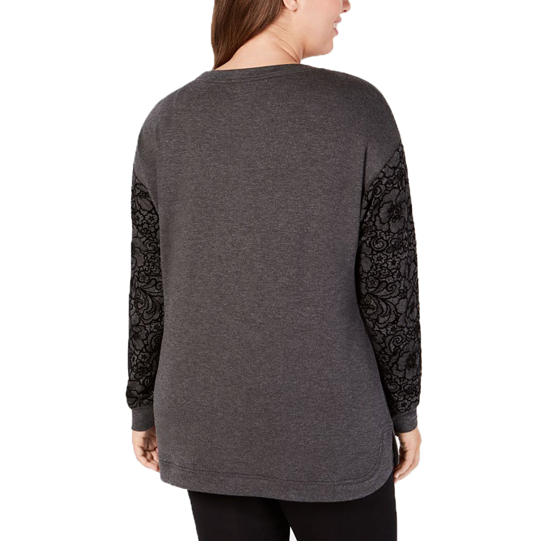 Ideology Womens Plus Size Flocked Sleeve Top