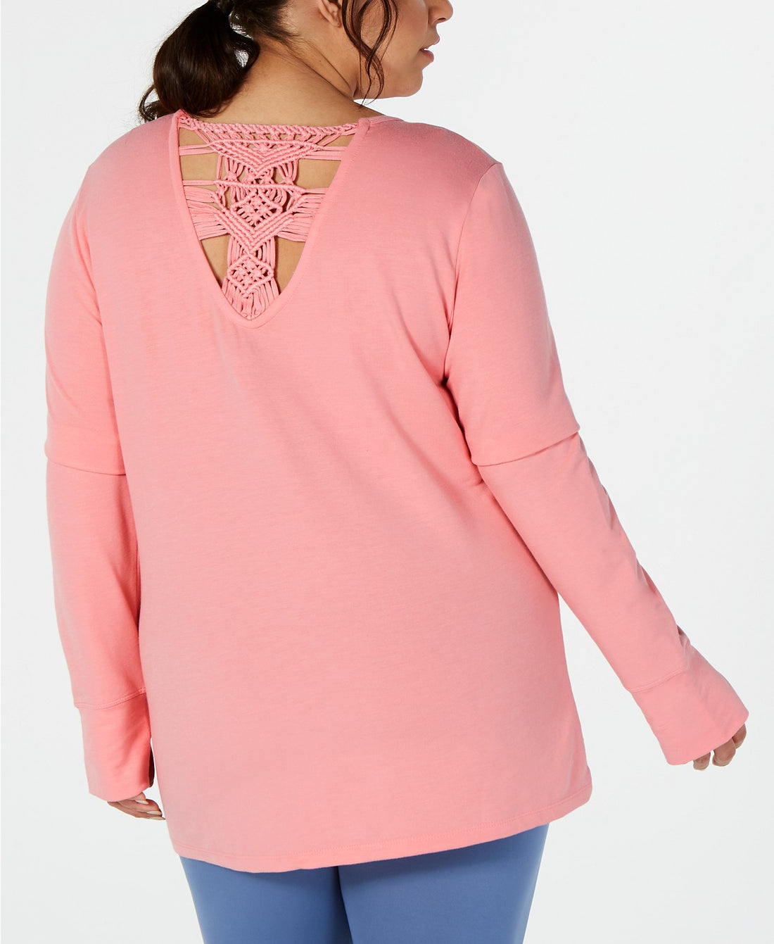 Ideology Womens Plus Size Crochet-back Top