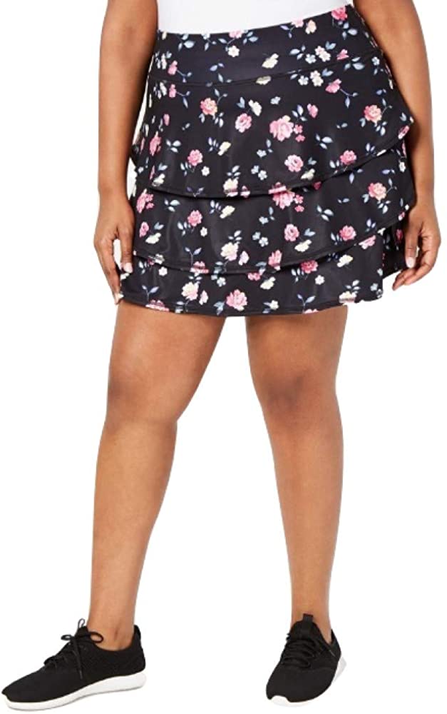 Ideology Womens Disty Floral Printed Tiered Skirt