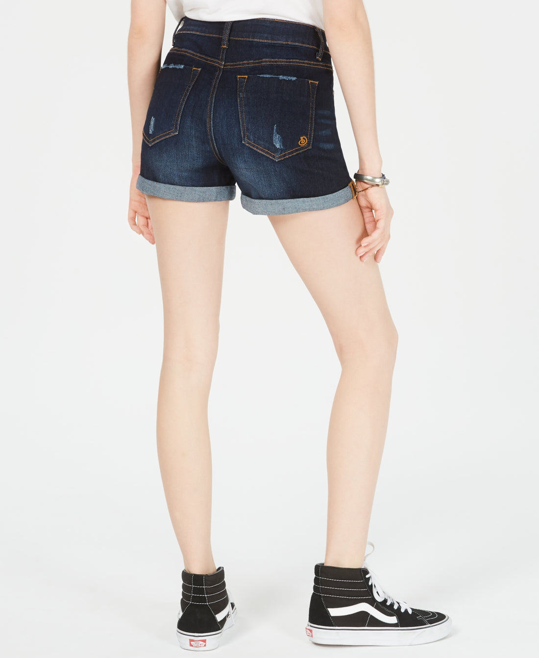 Indigo Rein Juniors Cuffed High-rise Denim Shorts