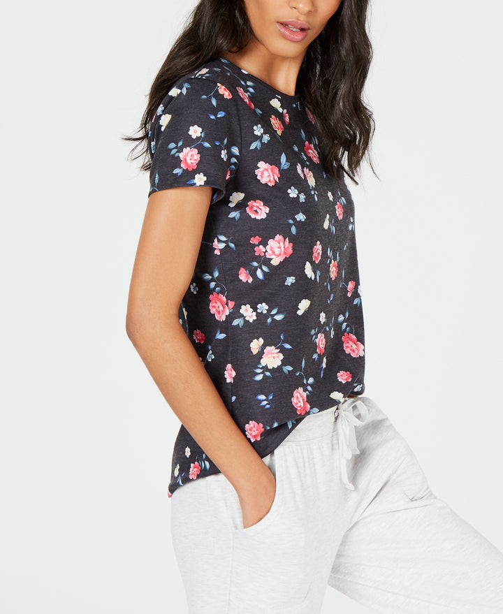 Ideology Womens Ditsy Floral Printed Keyhole Back Top