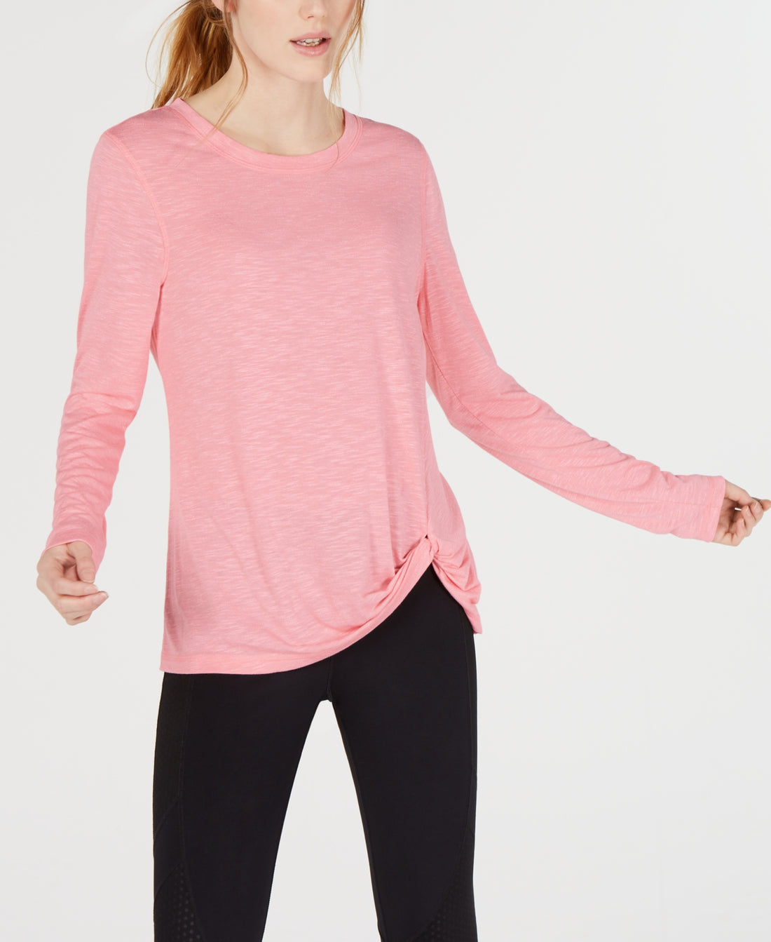 Ideology Womens Knotted Long Sleeve Top