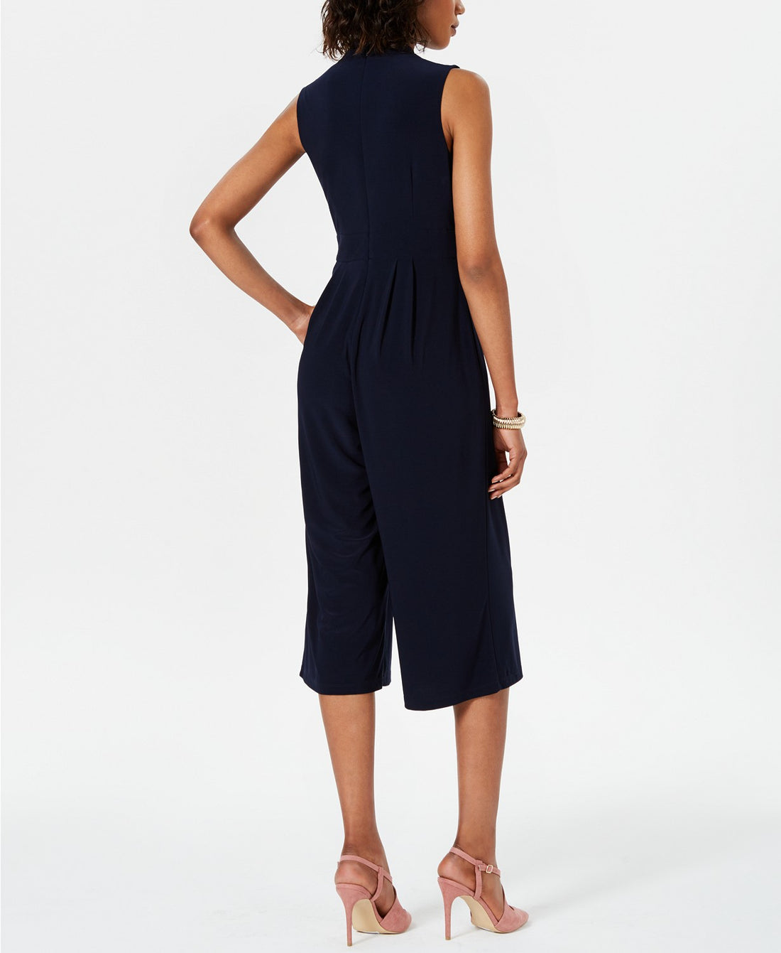 Jessica Howard Womens Petite Faux-wrap Cropped Jumpsuit