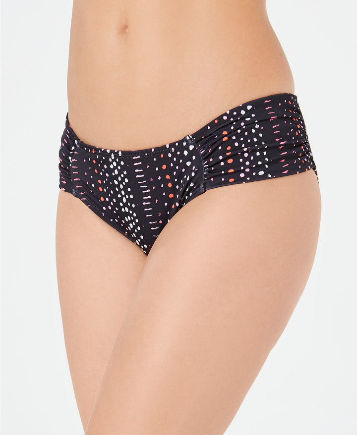 Rachel Rachel Roy Womens Dot-dash Printed Ruched-side Hipster Bikini Bottoms