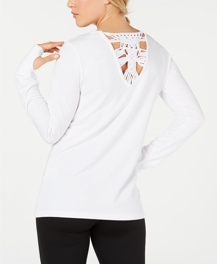 Ideology Womens Crochet Back Long Sleeve Top