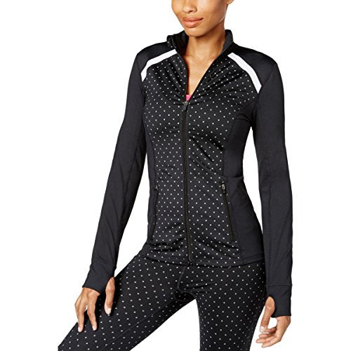 Ideology Womens Reflective Polka Dot Athletic Jacket