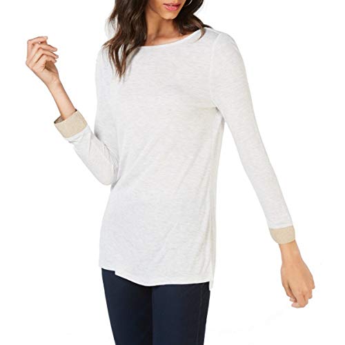 INC International Concepts Womens Shimmer Sleeve Long Sleeve Top