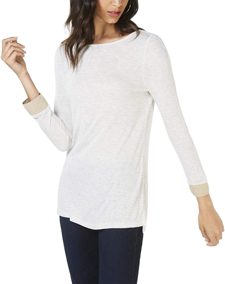 INC International Concepts Womens Shimmer Sleeve Long Sleeve Top