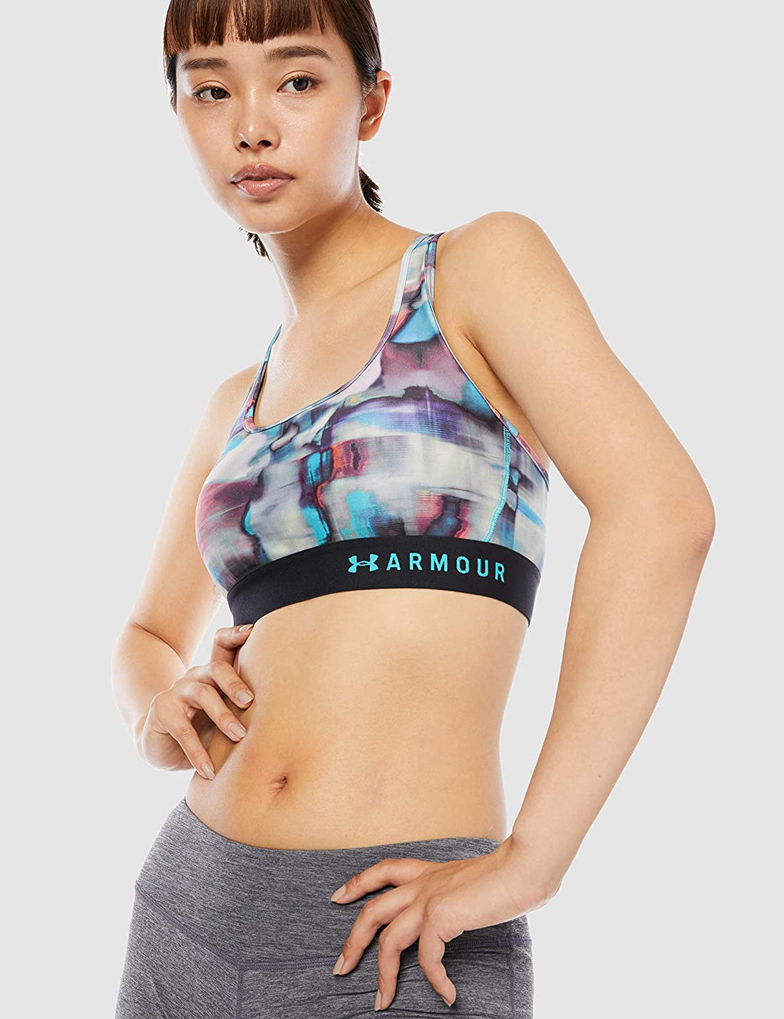 Under Armour Womens Mid Crossback Print Sports Bra