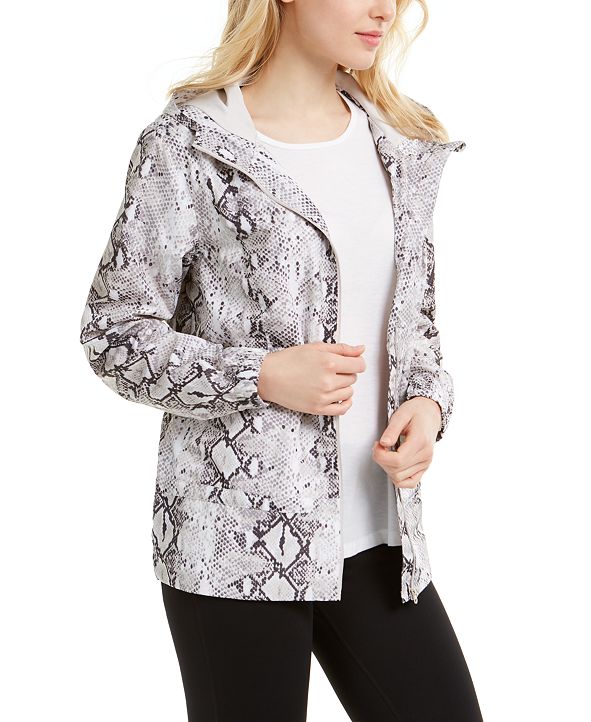 Ideology Womens Snake-print Hooded Jacket