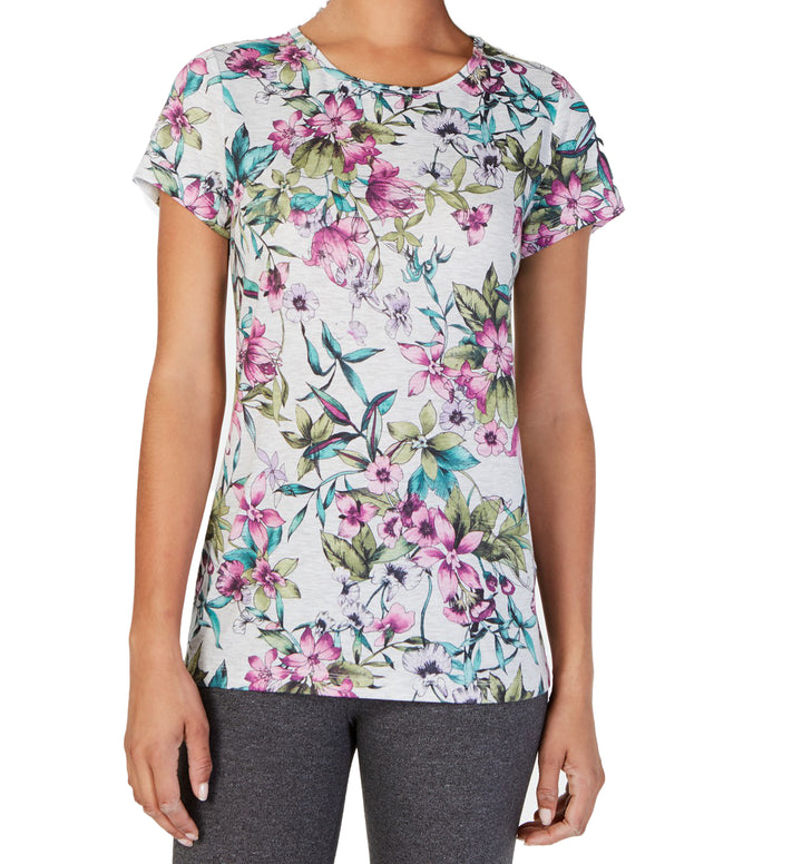 Ideology Womens Floral Print Keyhole Back Top