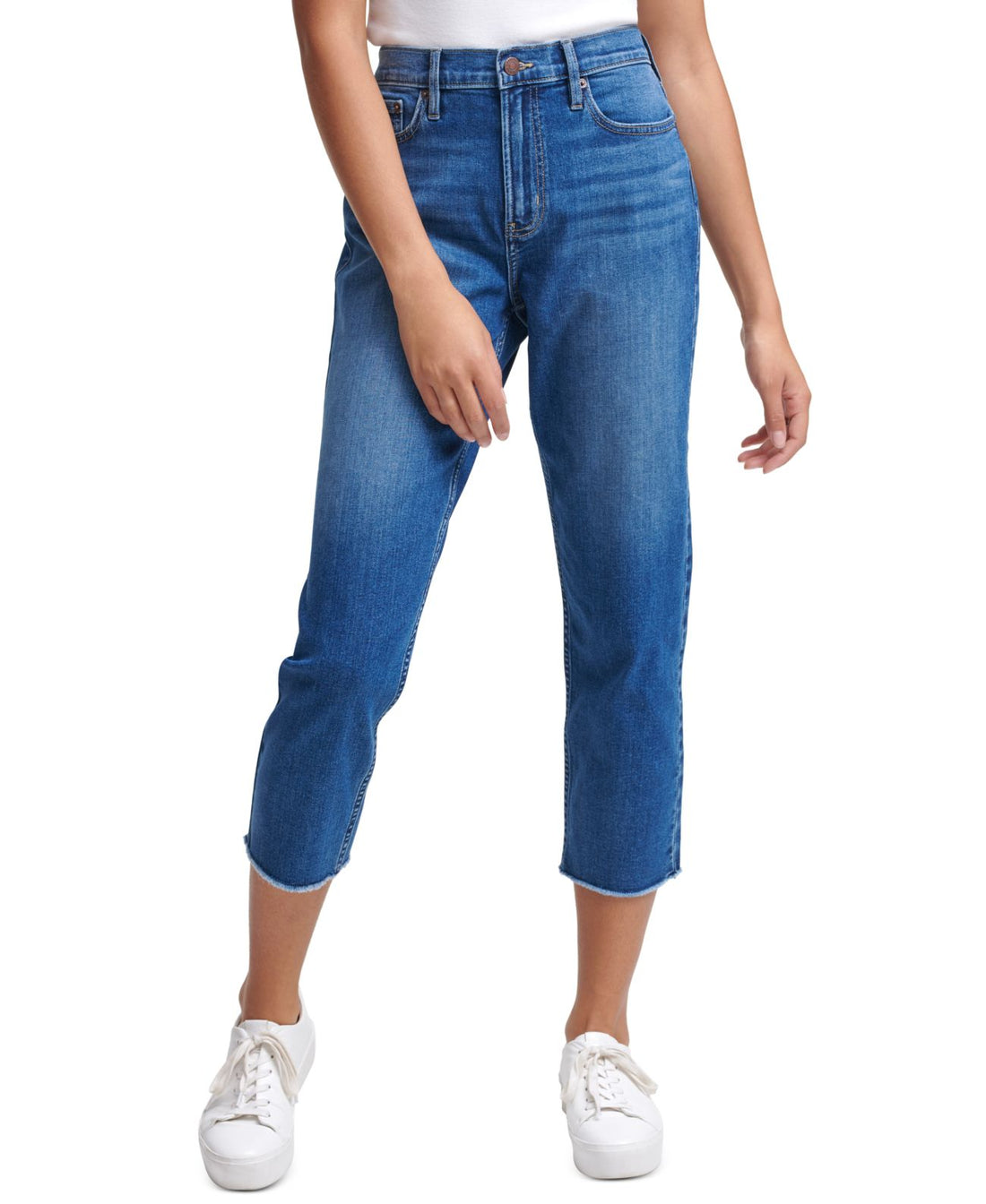 Calvin Klein Jeans High Rise Cropped Straight Leg Jeans Womens