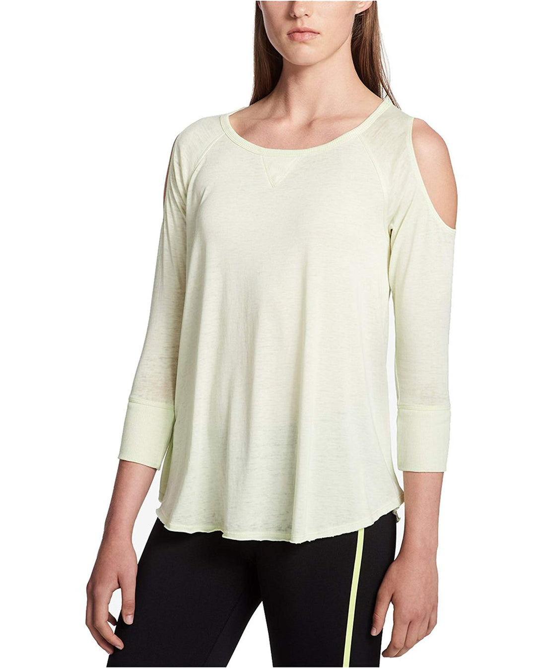 Calvin Klein Womens Performance Cold Shoulder Long Sleeve Top