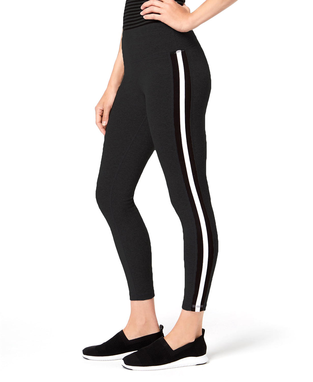 Ideology Womens Solid Racing Stripe Crop Leggings