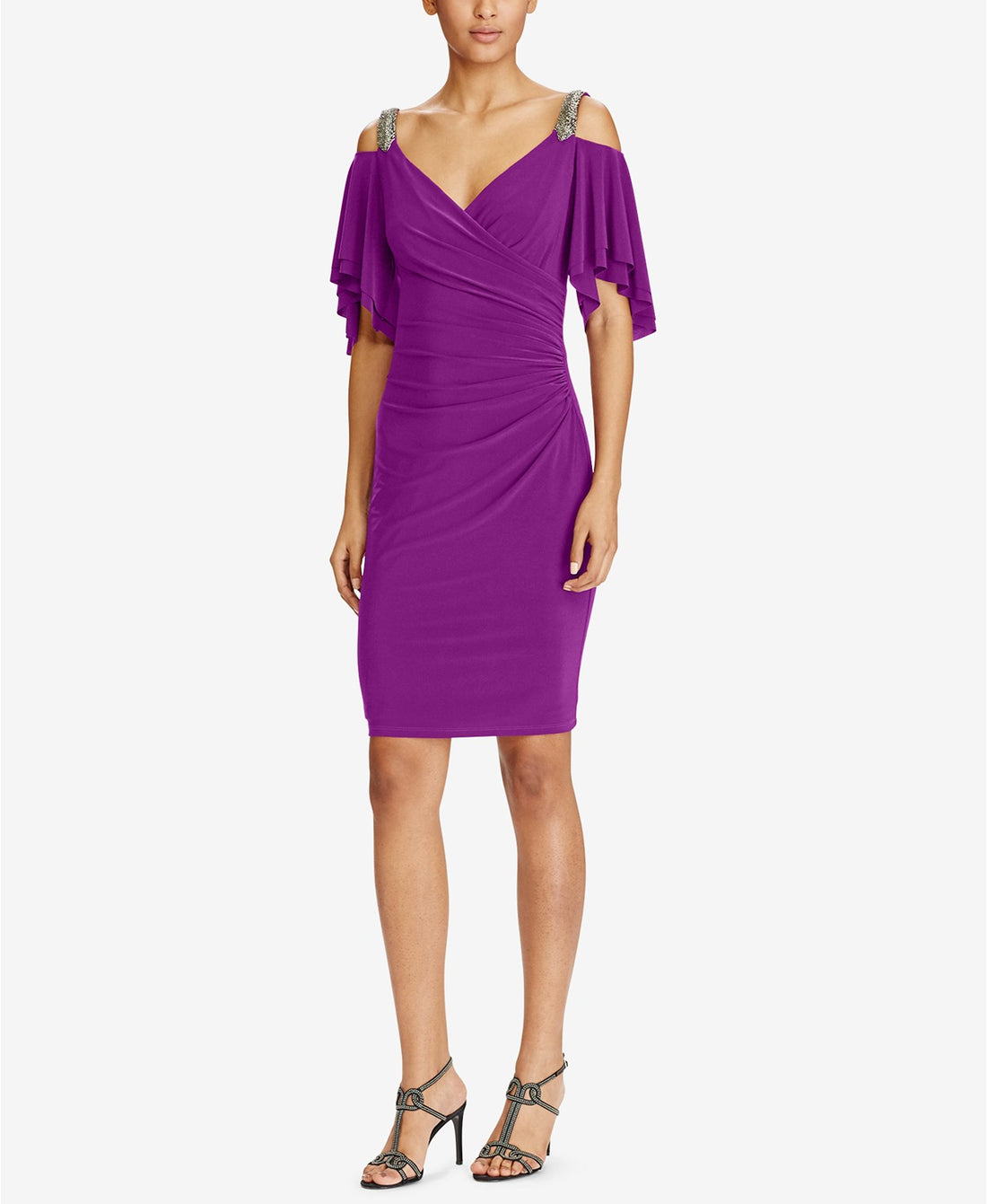 Lauren Ralph Lauren Womens Cutout-Shoulder Jersey Dress