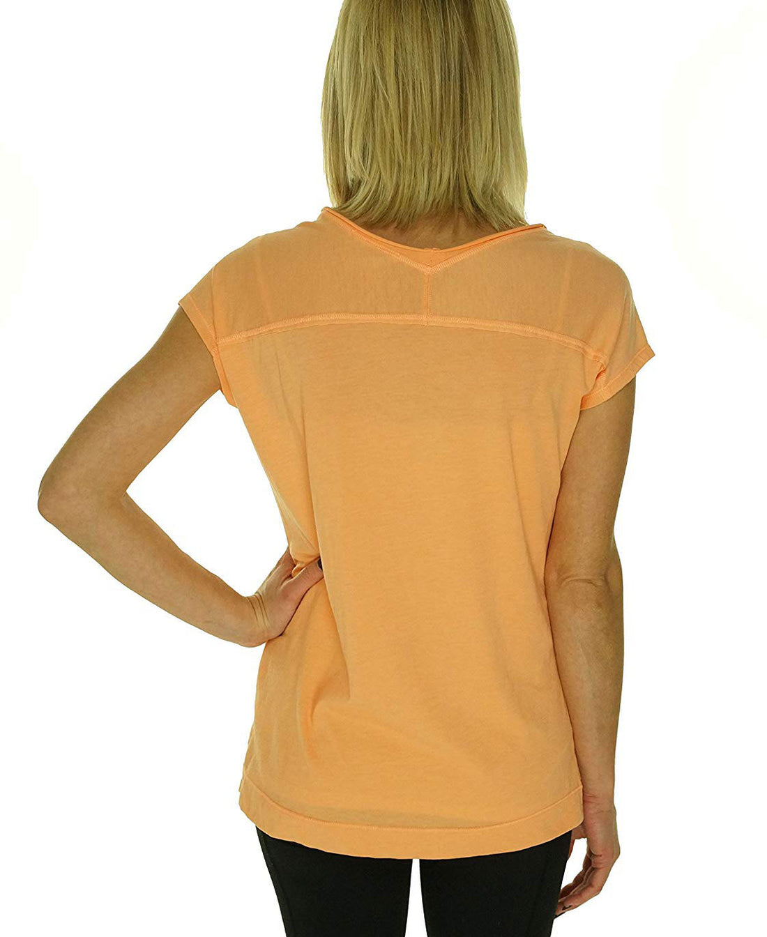 Calvin Klein Women's Cotton/ Polyester T-Shirt Top (Medium, Marmalade)