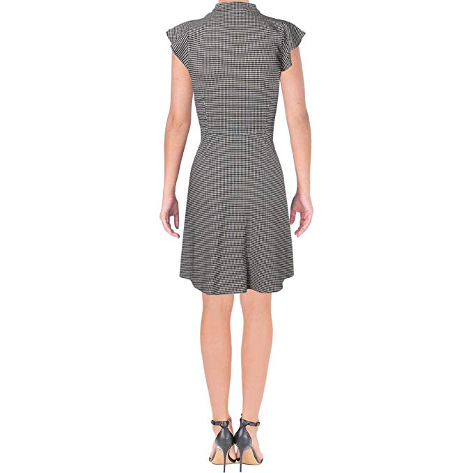 Rachel Zoe Womens Houndstooth Print Fit and Flare Dress