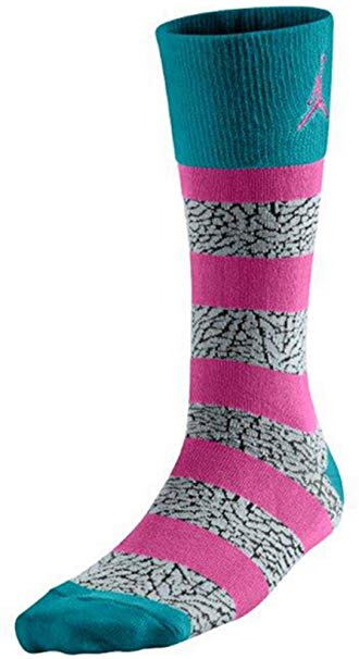 Jordan Mens Elephant Striped Crew Socks