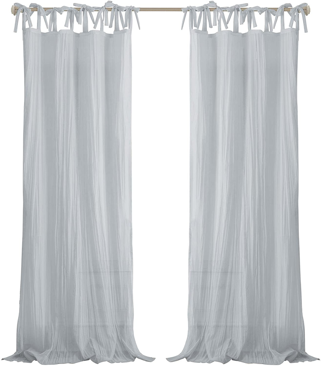 Elrene Home Fashions Window Crushed Semi-sheer Adjustable Tie Top Single Panel Curtain