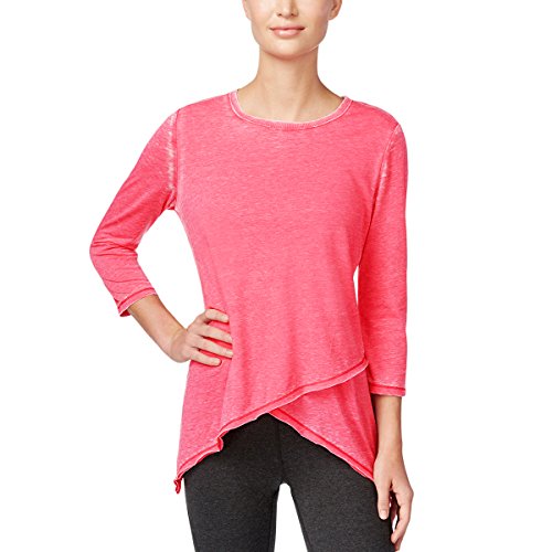 Calvin Klein Womens Asymmetrical-Hem Heathered Top