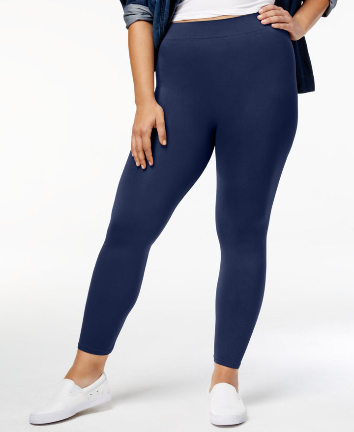 First Looks Womens Plus Seamless Leggings,Navy,1X