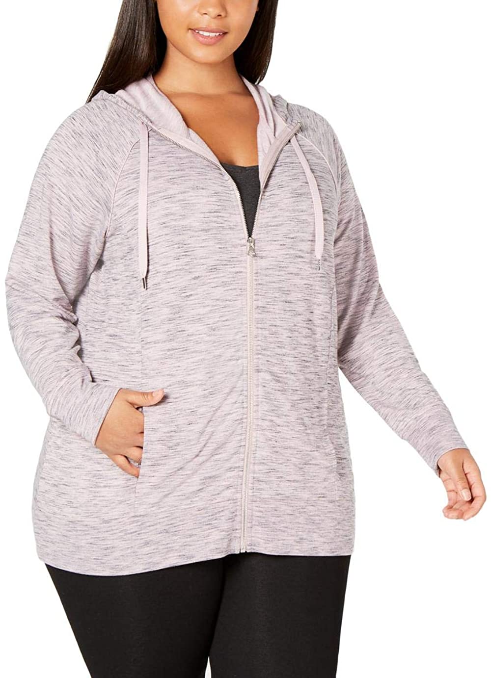 Ideology Womens Plus Size Space-dyed Hoodie 100043044WN-GREY WHISPER